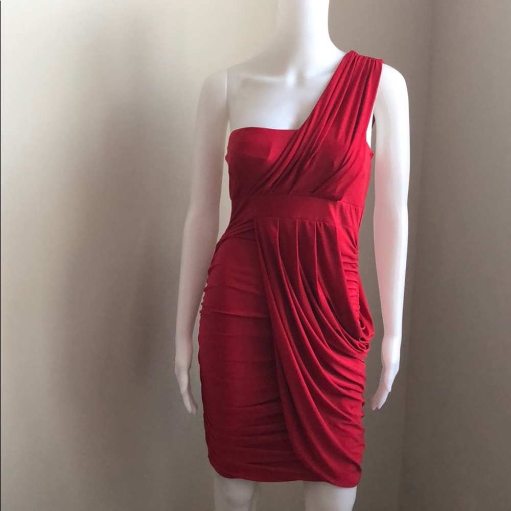 ❌donated: Red One Shoulder Bodycon Dress - Picture 1 of 8